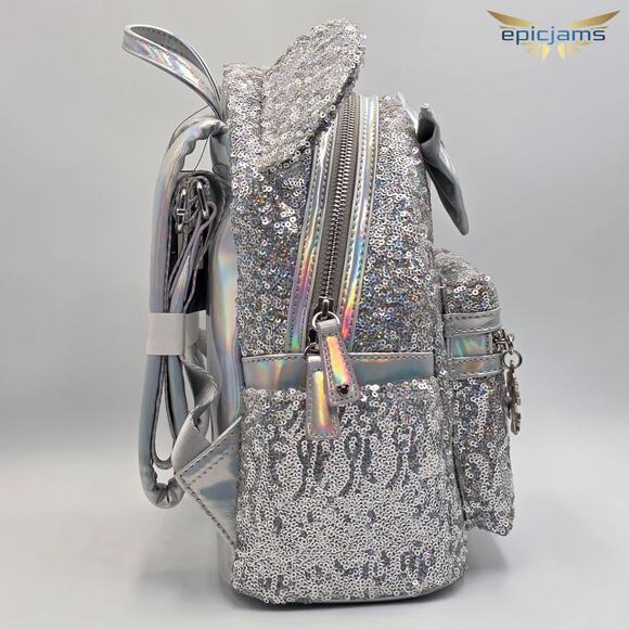 Loungefly Disney Minnie Mouse Holographic Sequin Sparkle Mini Backpack New